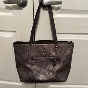 Coach Dark Gray Handbag, gently worn, handles due have some fading.